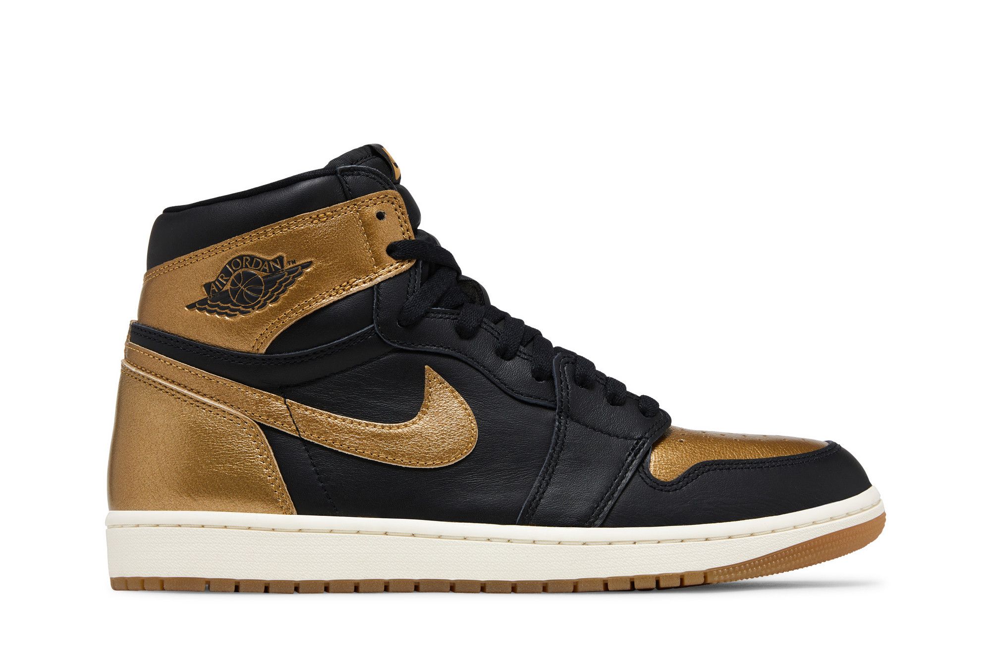 Air Jordan 1 Retro High OG Black Metallic Gold Shoes | DZ5485-071