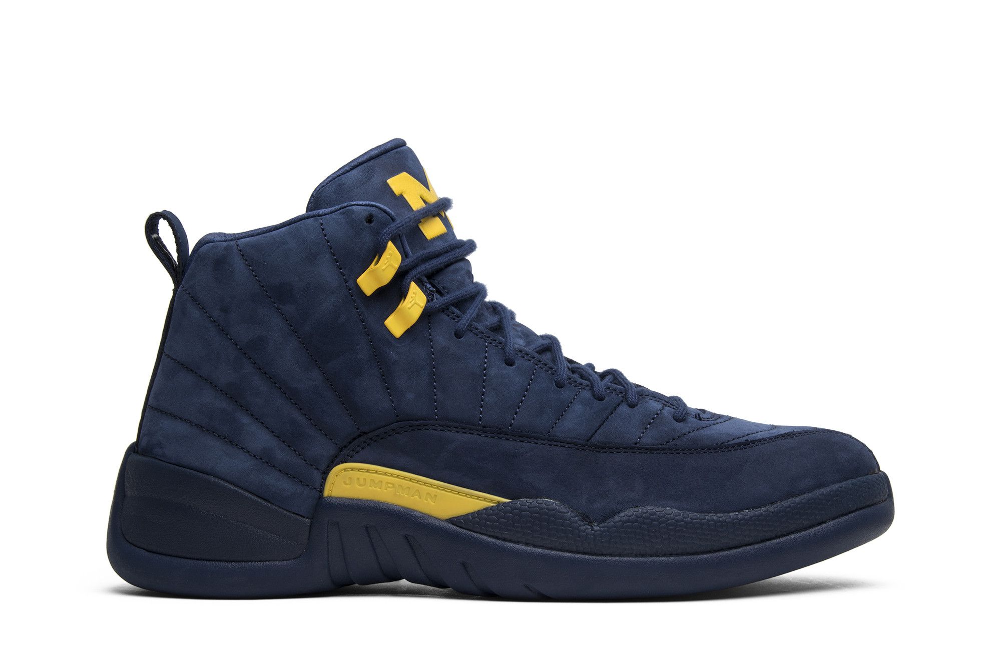 Jordan 12 Retro Michigan BQ3180-407 College Navy Amarillo Men's Sneakers
