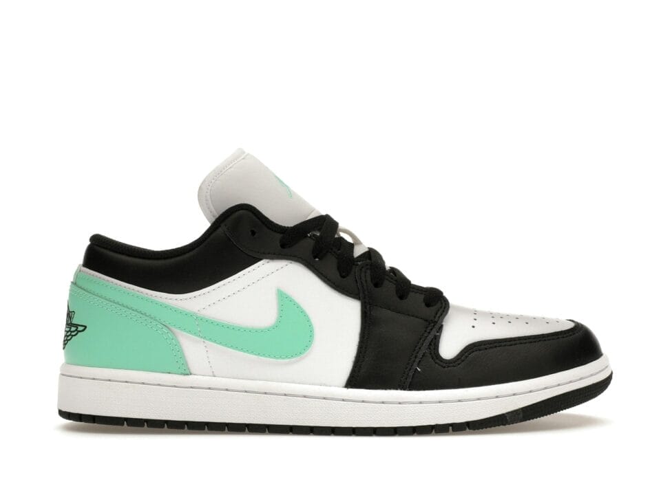Air Jordan 1 Low Green Glow Leather Trainers - 553558-131