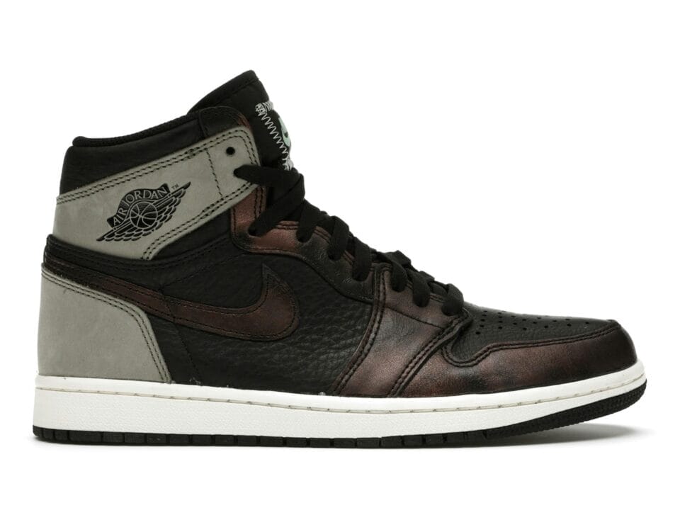 Air Jordan 1 Retro High Light Army Rust Shadow Patina - Black Leather Sneakers - 555088-033