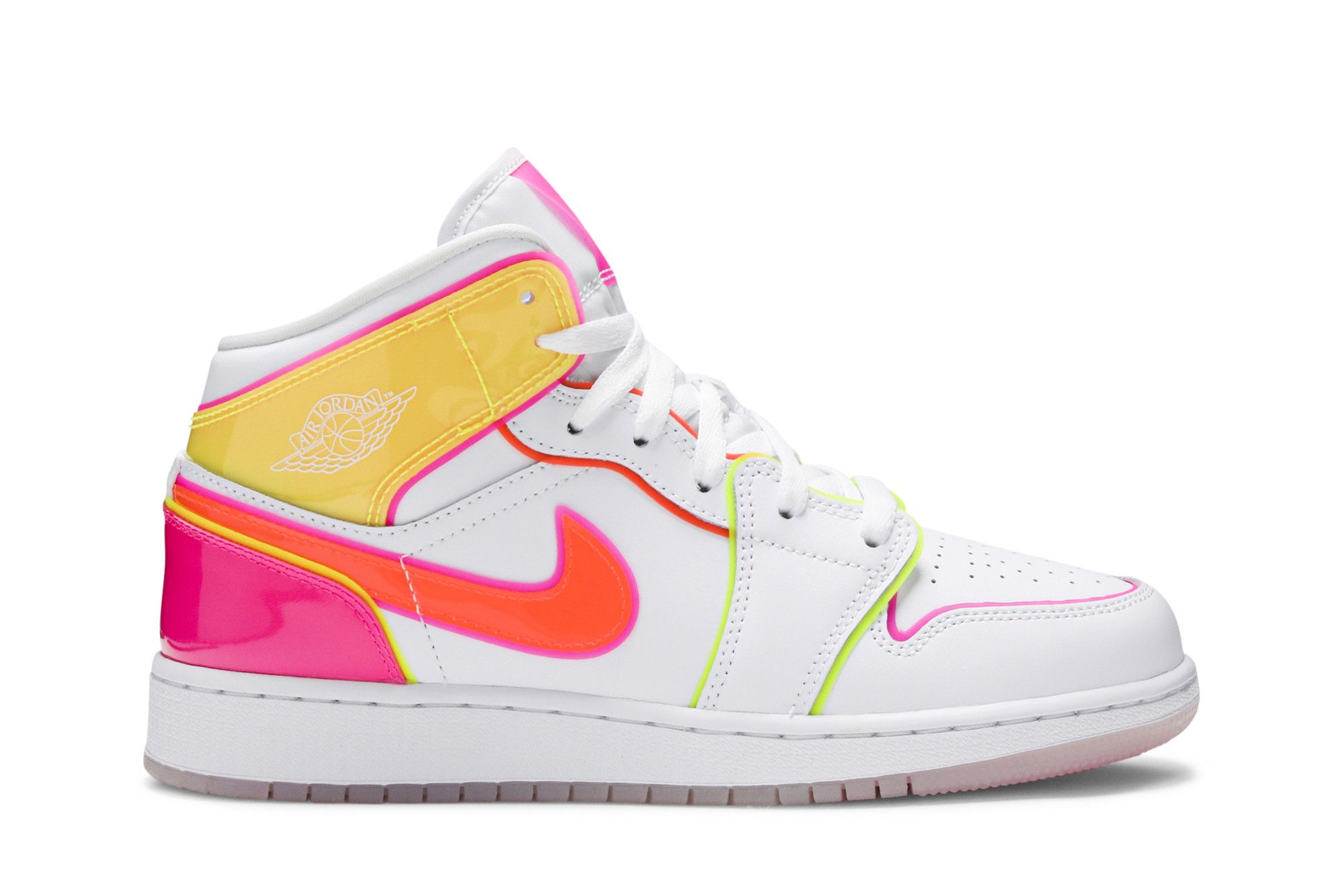 Air Jordan 1 Mid Edge Glow (GS) White/Hyper Crimson/Pink Blast CV4611-100