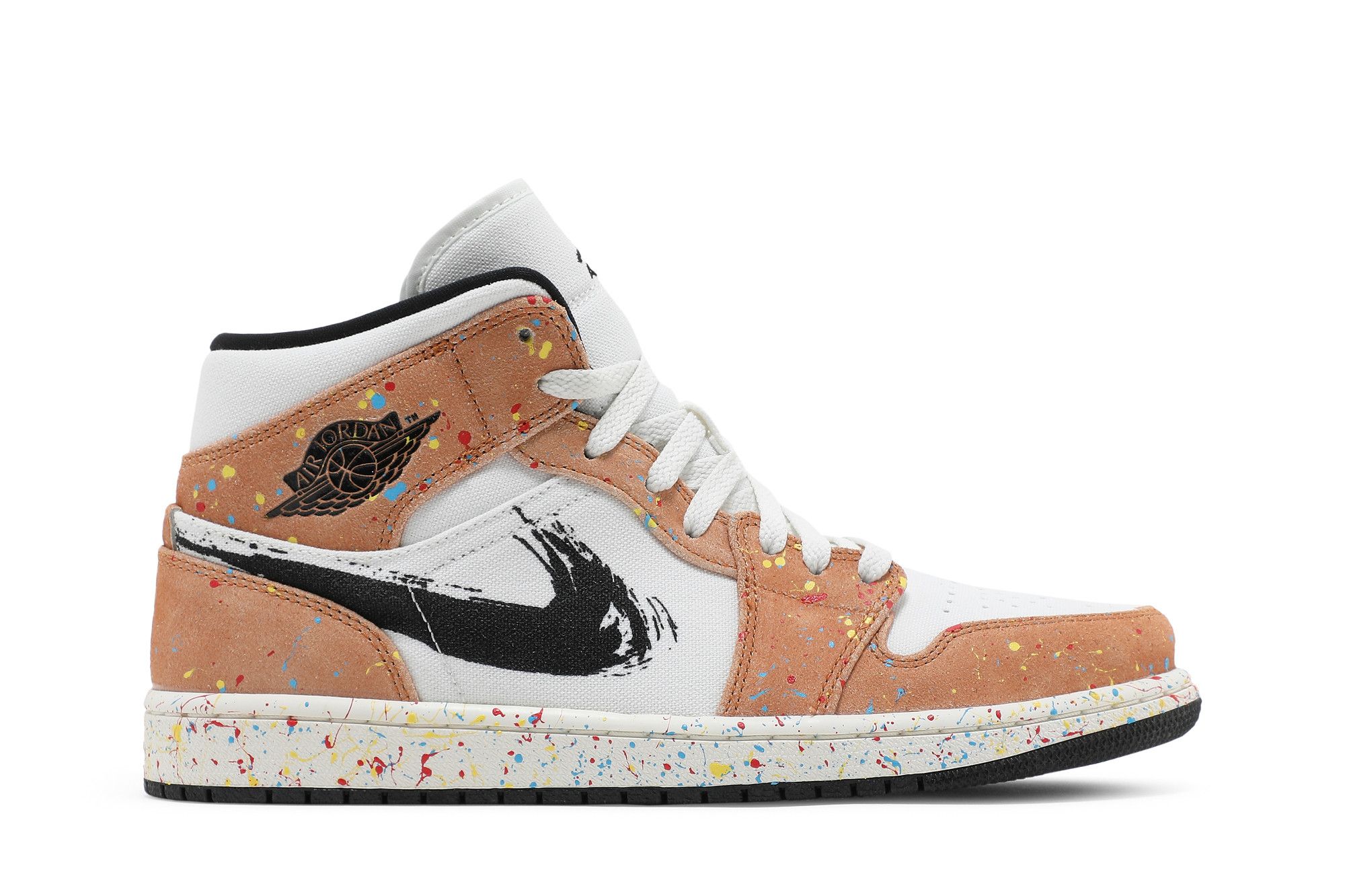 Air Jordan 1 Mid SE Brushstroke Paint Splatter Sneaker Style DA8005-100