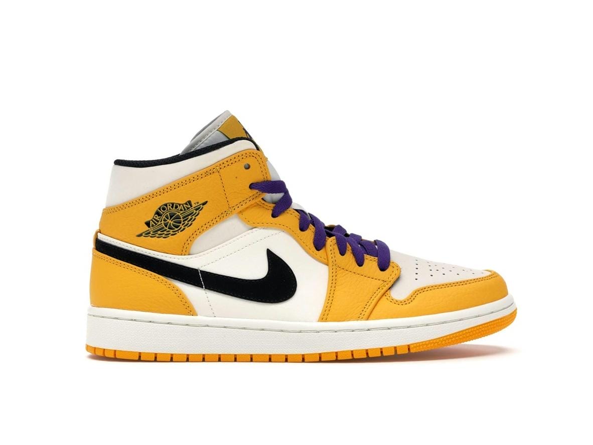 Jordan 1 Mid SE Lakers University Gold Black Pale Ivory Court Purple Sail