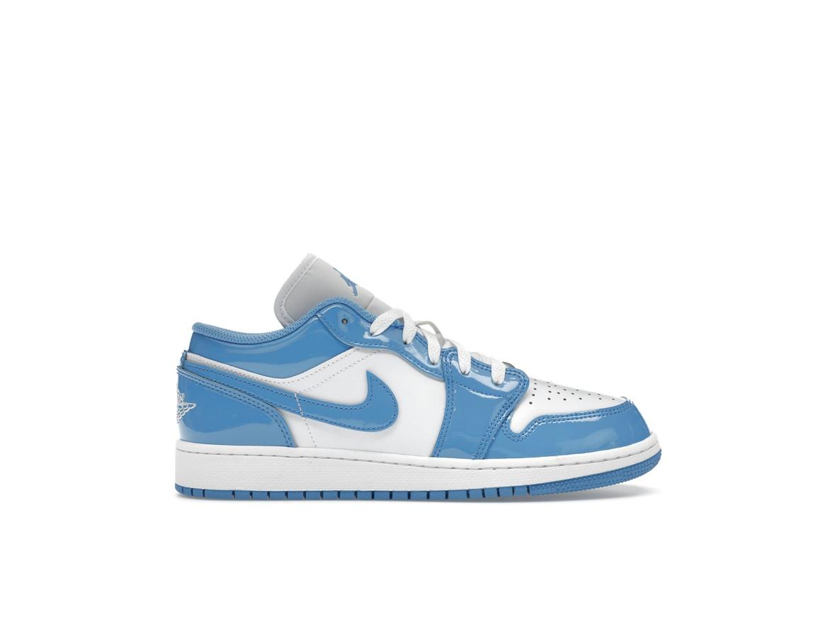 Jordan 1 Low SE Legend Blue Patent GS Shoes FZ3929-114